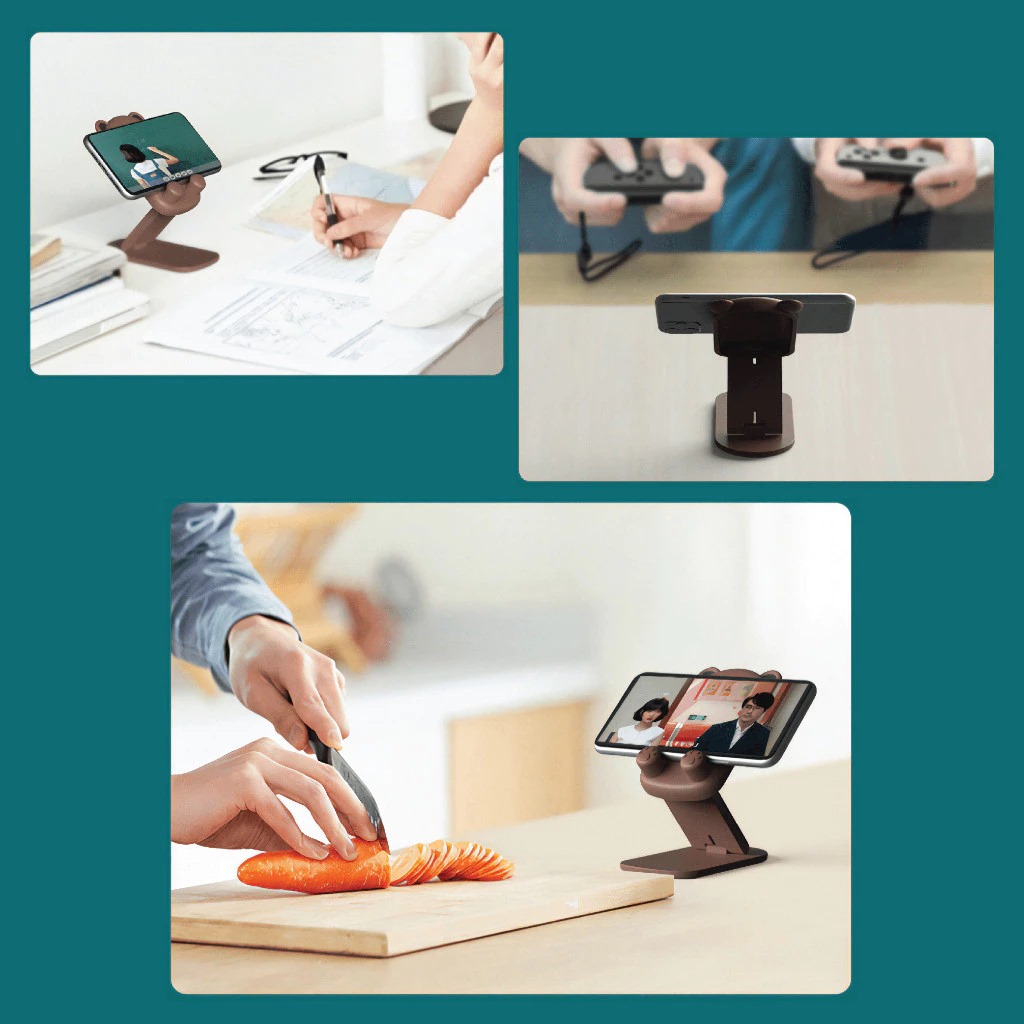 Desktop Phone Holder Karakter - HITAM (Folding Stand HP)