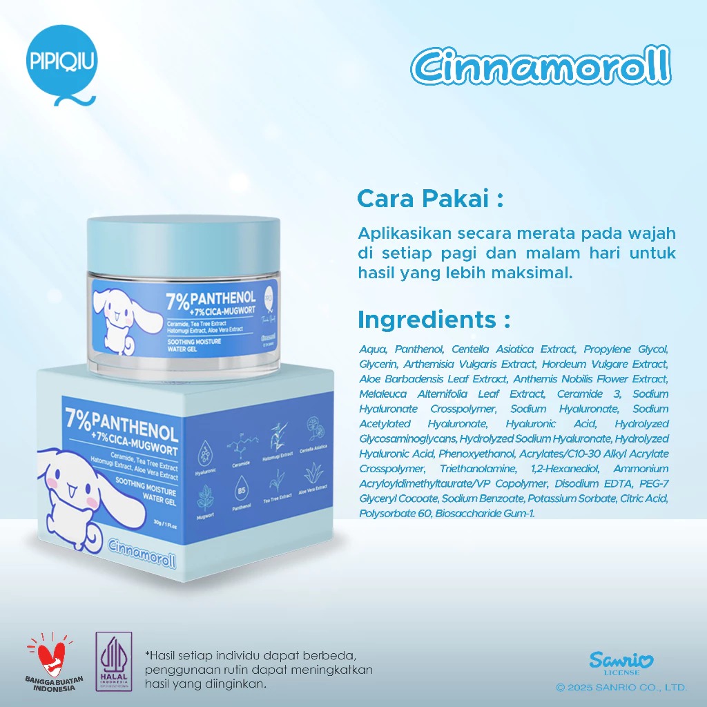 Pipiqiu 7% Panthenol Soothing Moisture Water Gel 30gr - Cinnamoroll