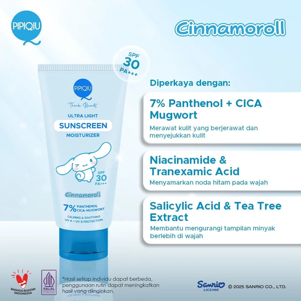 Pipiqiu Ultralight Sunscreen Moisturizer SPF30 PA+++ 30ml - Cinnamoroll