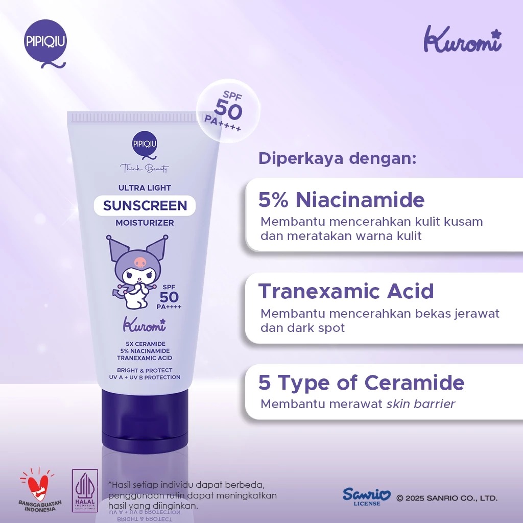 Pipiqiu Ultralight Sunscreen Moisturizer SPF50 PA++++ 30ml - Kuromi