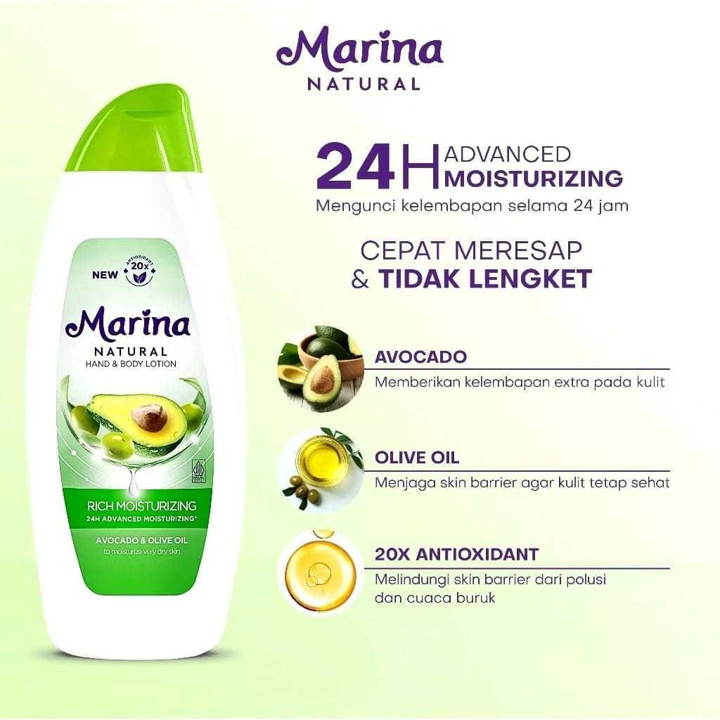Marina Hand Body Lotion Natural 150+38ml - Rich Moisturizing Marina Hand Body Lotion Natural 150+38ml - Rich Moisturizing