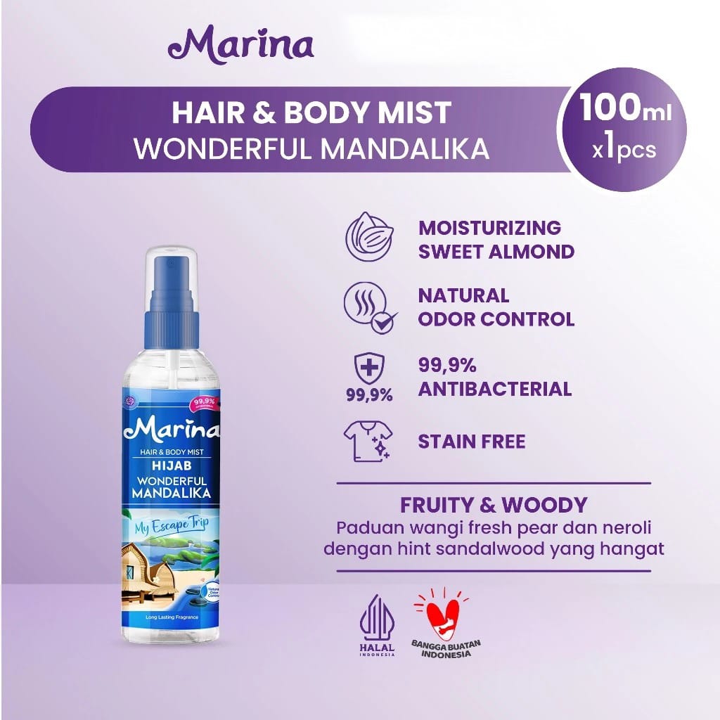 Marina Hijab Hair & Body Mist 100ml - Blue