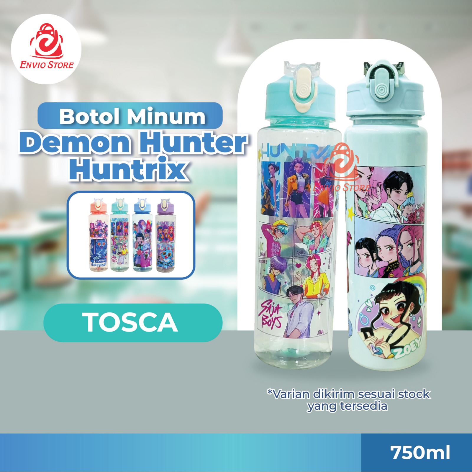 Botol Minum Demon Hunter Huntrix 750ml - TOSCA (Free Sedotan + Strap)