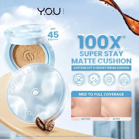 YOU Caffeine Lift V-Boost Serum Cushion SPF45 PA+++ 12gr - N606 Natural Sand