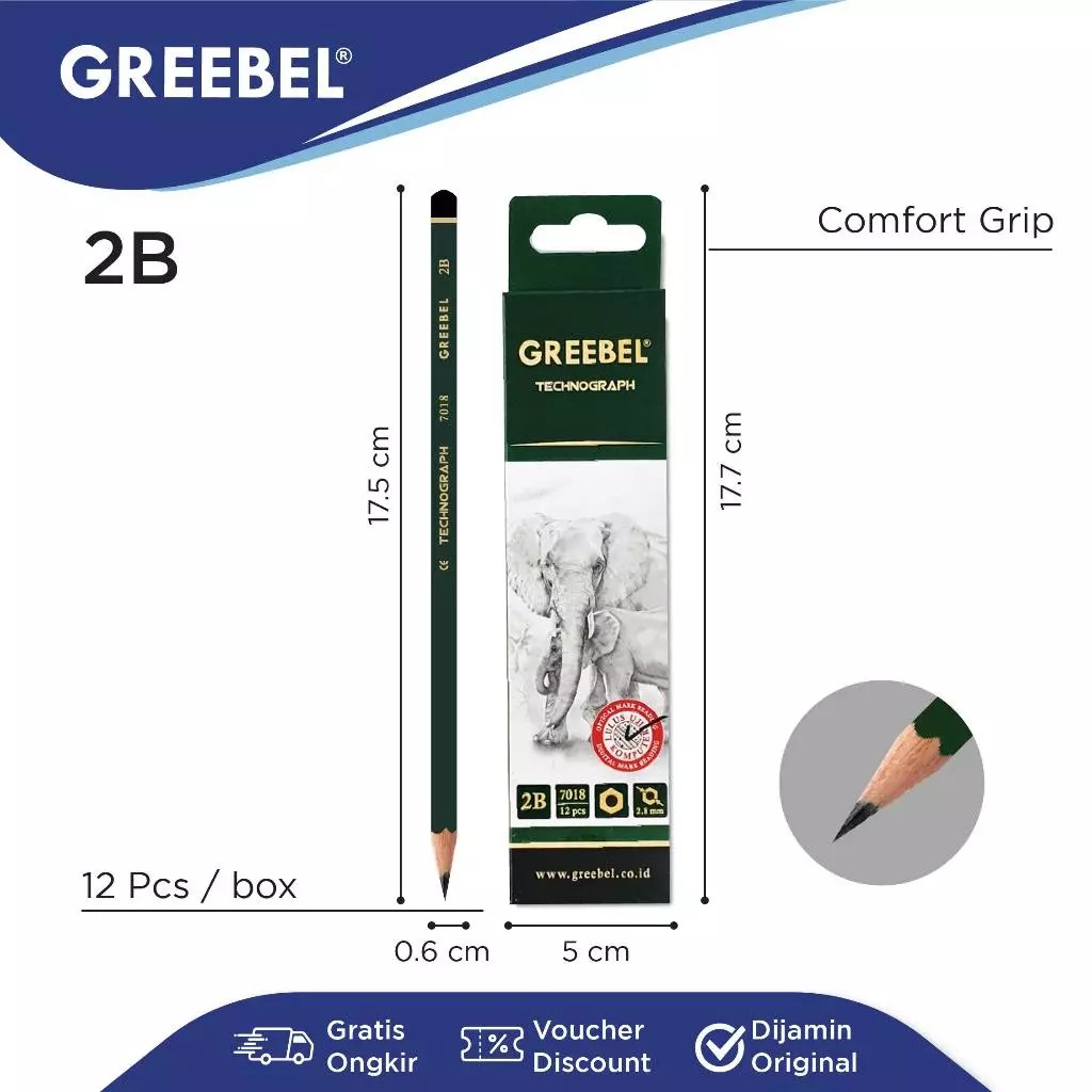 GREEBEL Pensil Kayu 2B - 7018