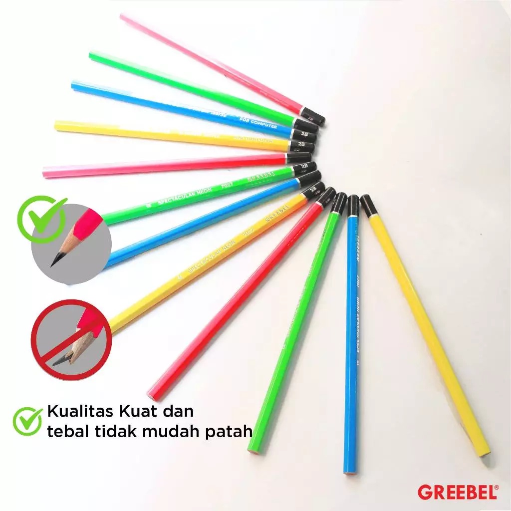 GREEBEL Pensil Kayu 2B - 7027 Neon