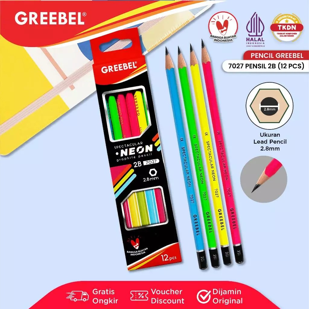 GREEBEL Pensil Kayu 2B - 7027 Neon