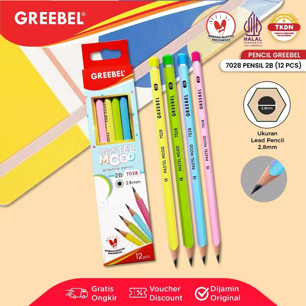 GREEBEL Pensil Kayu 2B - 7028 Pastel Mood