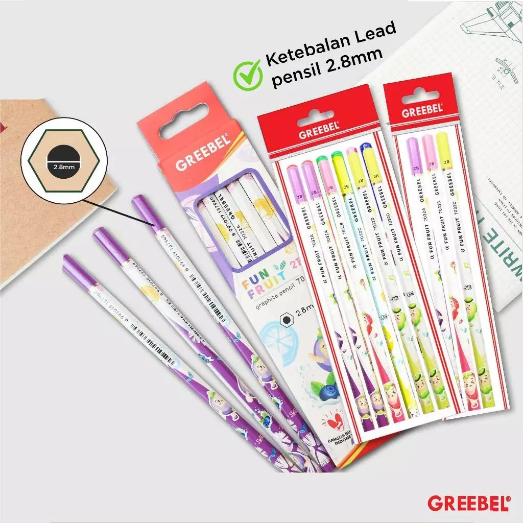 GREEBEL Pensil Kayu 2B - 7032 Fun Fruit