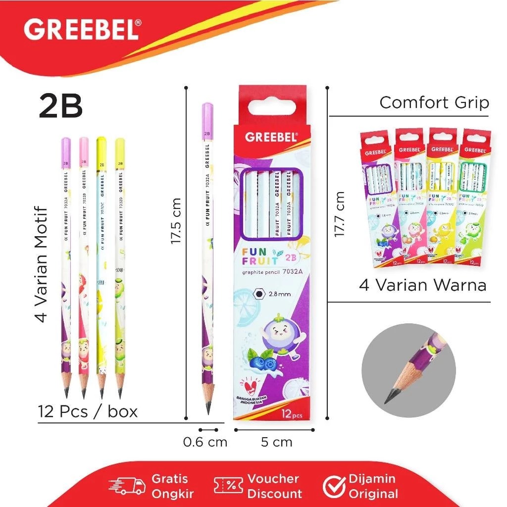 GREEBEL Pensil Kayu 2B - 7032 Fun Fruit