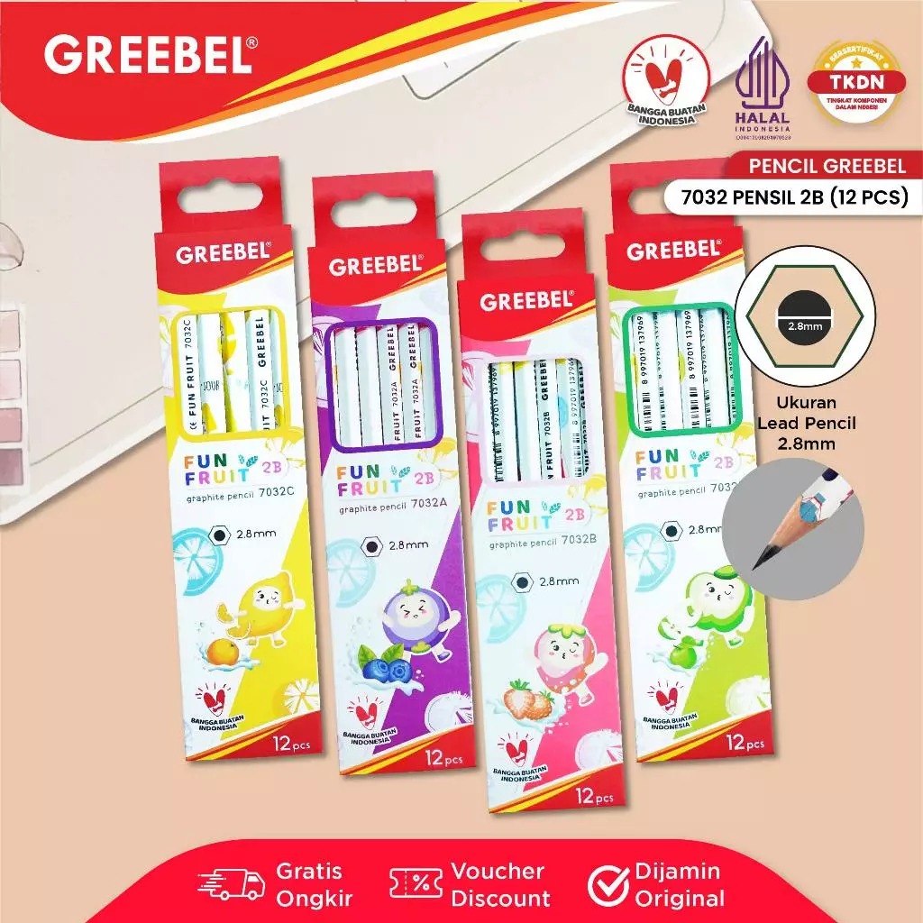 GREEBEL Pensil Kayu 2B - 7032 Fun Fruit