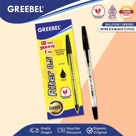 GREEBEL Ballpoint 0.5mm (Pulpen Tinta Premium) - RITER BLACK