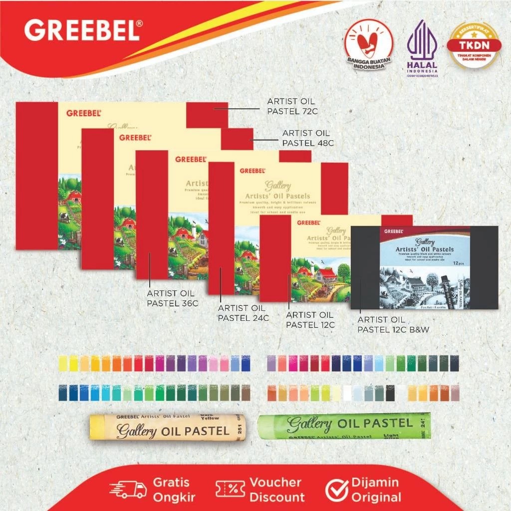 GREEBEL Artists Oil Pastels Crayon - 36C (Crayon Pelajar & Seniman Best Quality)
