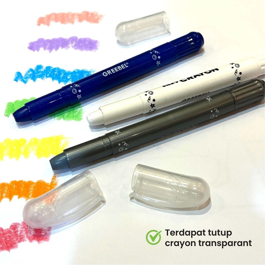 GREEBEL Silky Crayon Premium - 24C (Pilihan Lengkap & Mudah Digunakan Anak)