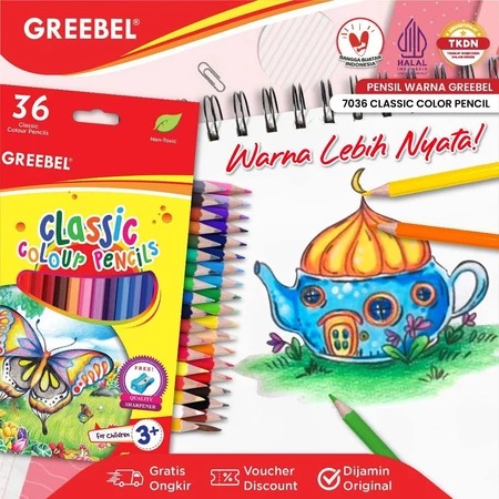 GREEBEL Classic Colour Pencils 7036 - 36C (Pensil Warna Original & Berkualitas)