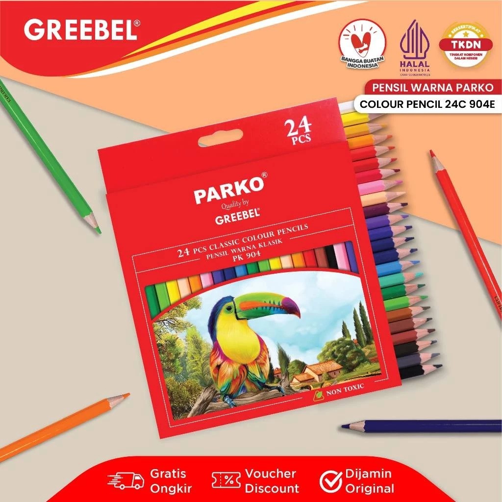 PARKO Classic Colour Pencils 904 - 24C (Pensil Warna Original & Berkualitas)