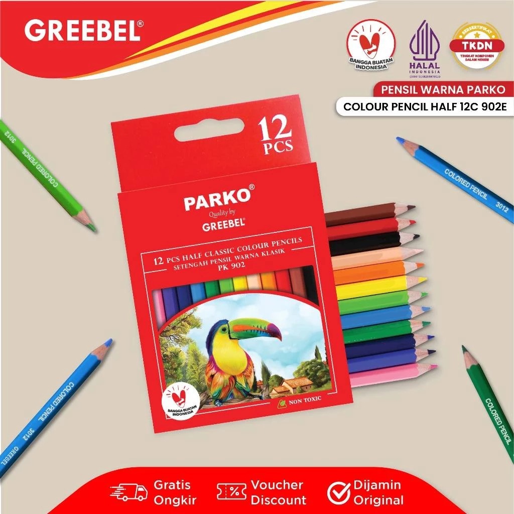 PARKO Classic Colour Pencils 902 - 12C Half (Pensil Warna Original & Berkualitas)