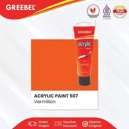 GREEBEL Acrylic Paint Colour 30ml - 507 Vermilion (Cat Akrilik Single Colour)
