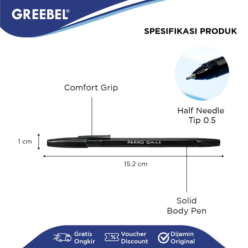 PARKO Ballpoint 0.5mm (Pulpen Tinta Premium) - QMAX