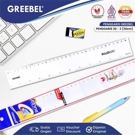 GREEBEL Ruler / Penggaris Plastik Transparan - 30cm (30-2) Alat Ukur Presisi & Praktis