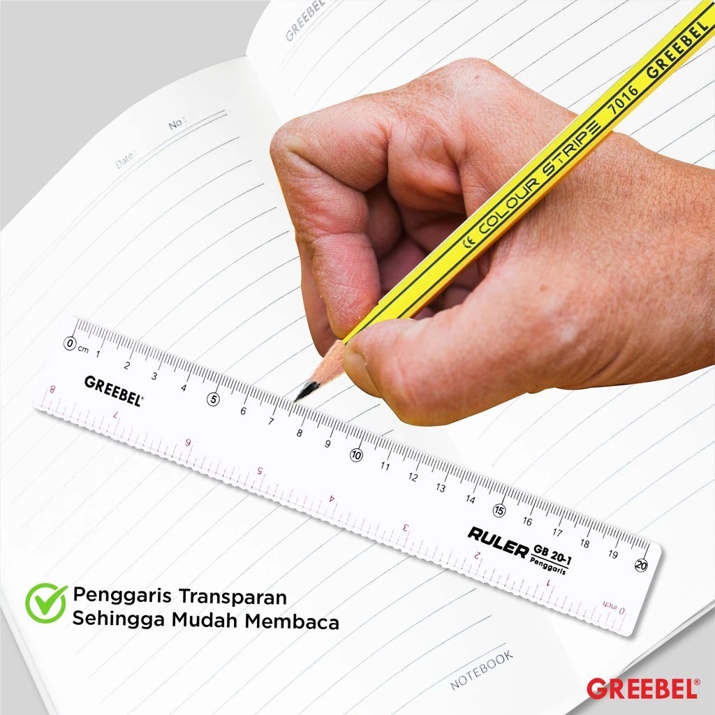 GREEBEL Ruler / Penggaris Plastik Transparan - 30cm (30-2) Alat Ukur Presisi & Praktis