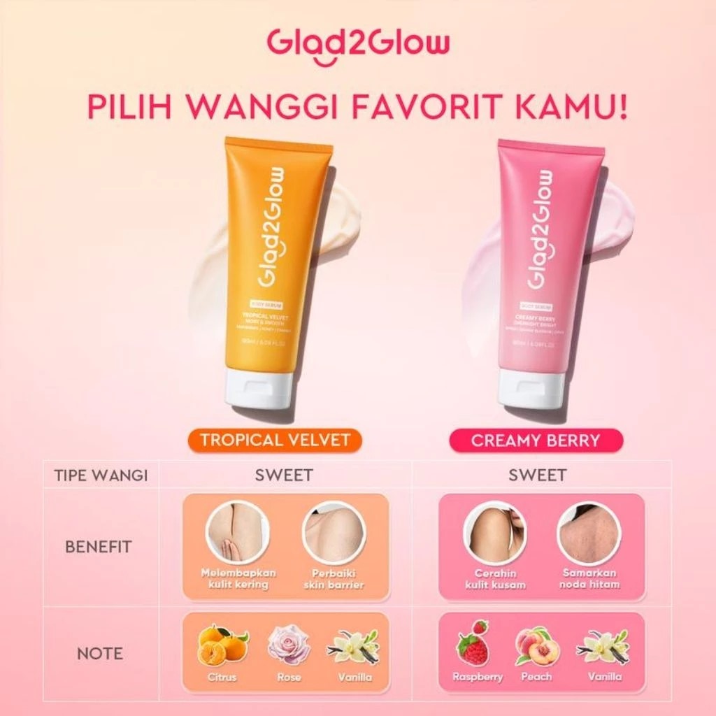 Glad 2 Glow Body Serum - Creamy Berry Overnight Bright 180ml