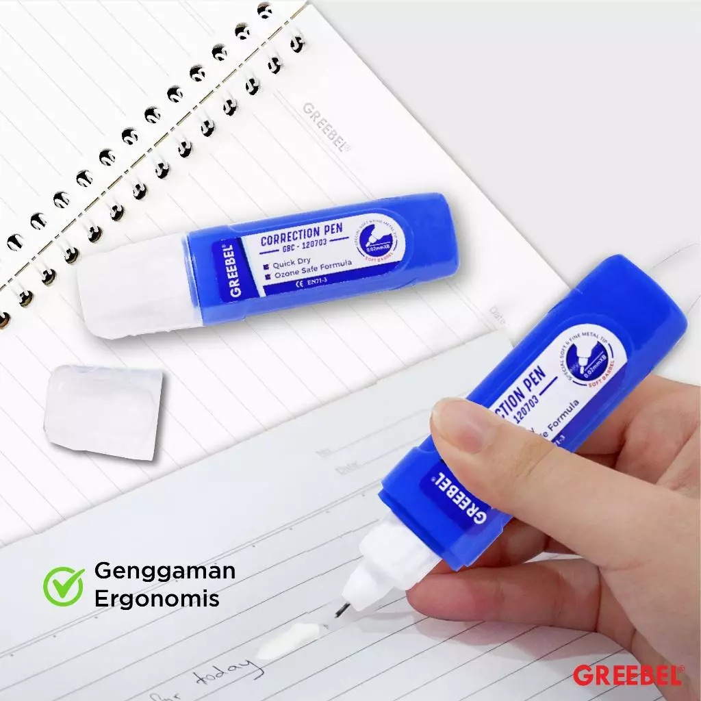 GREEBEL Correction Pen - (GBC-120703) Tip-Ex Cair Koreksi Tulisan & Cepat Kering
