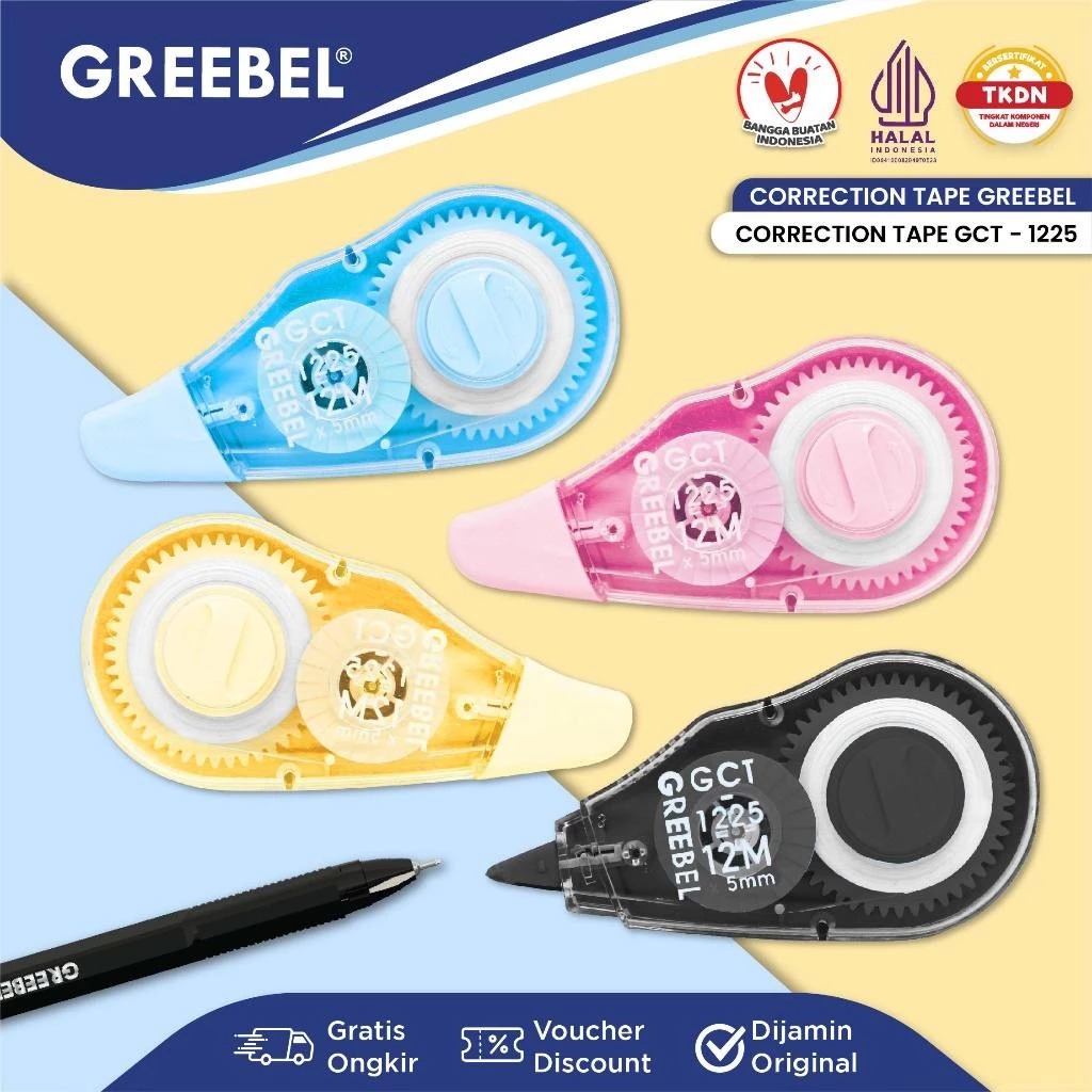 GREEBEL Correction Tape - (GCT-1225) Tip-Ex Kertas Praktis & Mudah Digunakan