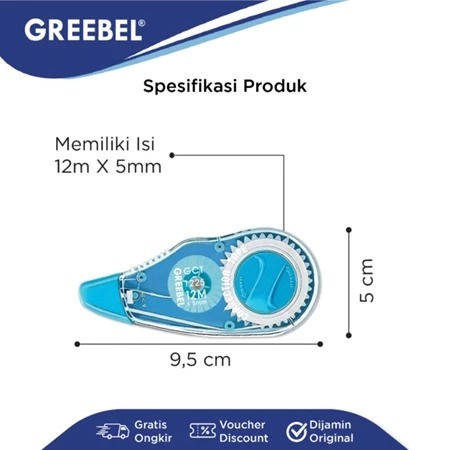 GREEBEL Correction Tape - (GCT-1225) Tip-Ex Kertas Praktis & Mudah Digunakan
