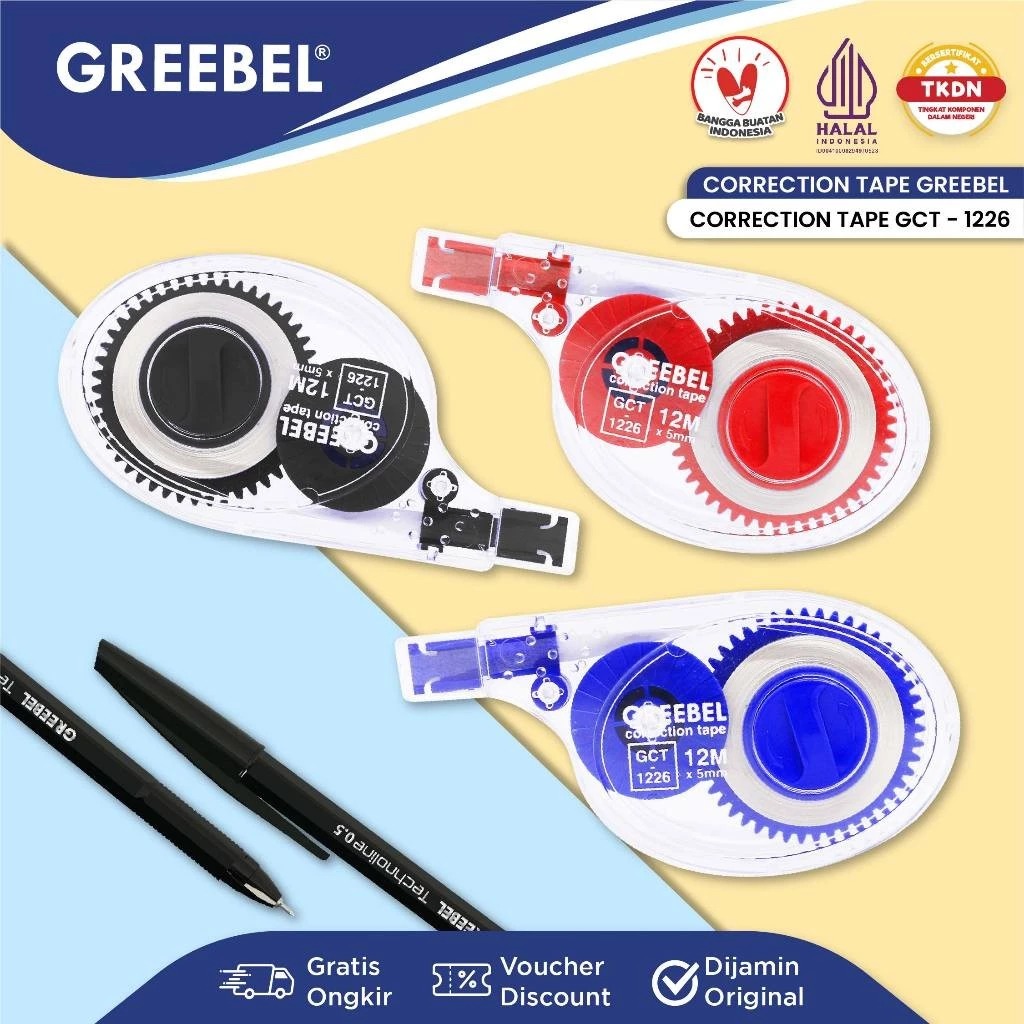 GREEBEL Correction Tape - (GCT-1226) Tip-Ex Kertas Praktis & Mudah Digunakan