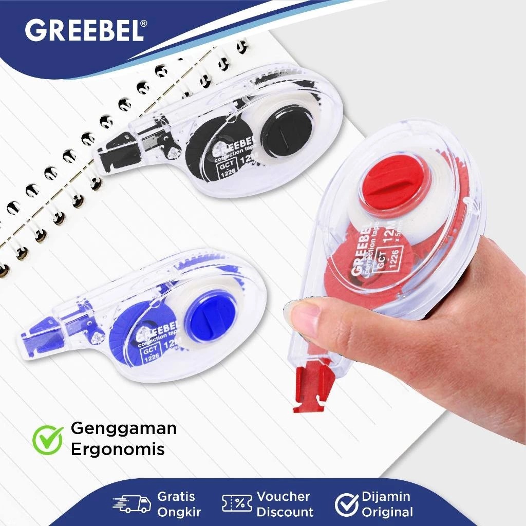 GREEBEL Correction Tape - (GCT-1226) Tip-Ex Kertas Praktis & Mudah Digunakan