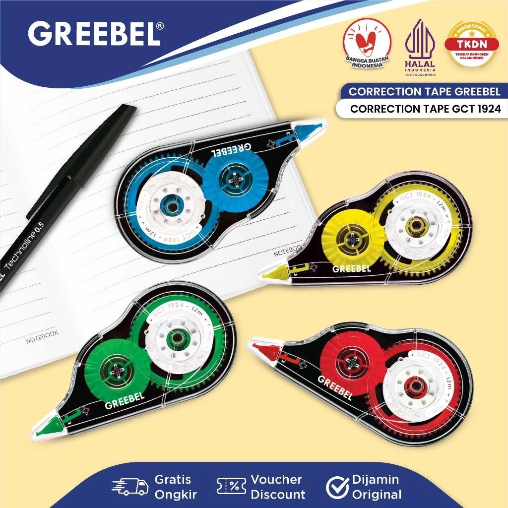GREEBEL Correction Tape - (GCT-1924) Tip-Ex Kertas Praktis & Mudah Digunakan