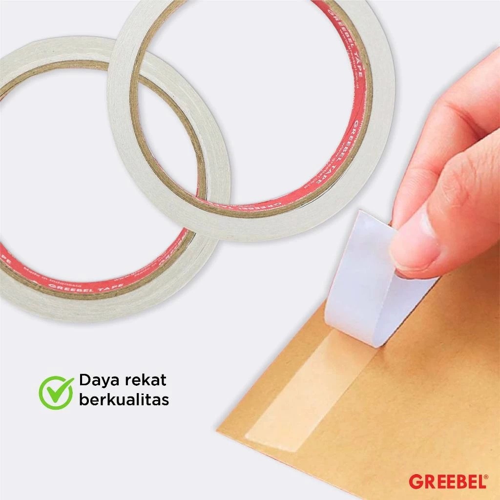 GREEBEL Double Tape - 48mm (Perekat Kuat Dua Sisi Untuk Sekolah & Kantor)
