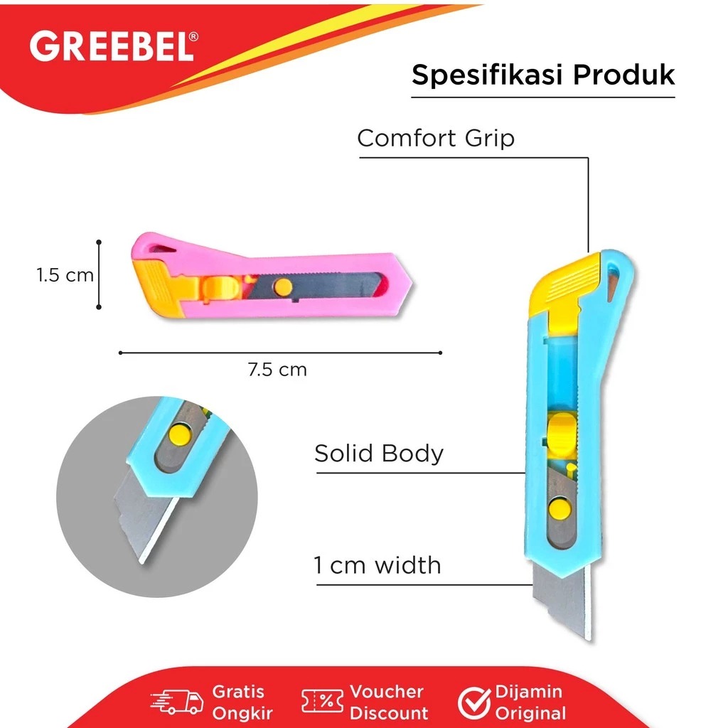 GREEBEL Cutter Mini Praktis - MC1001 (Cutter Karakter Lucu)