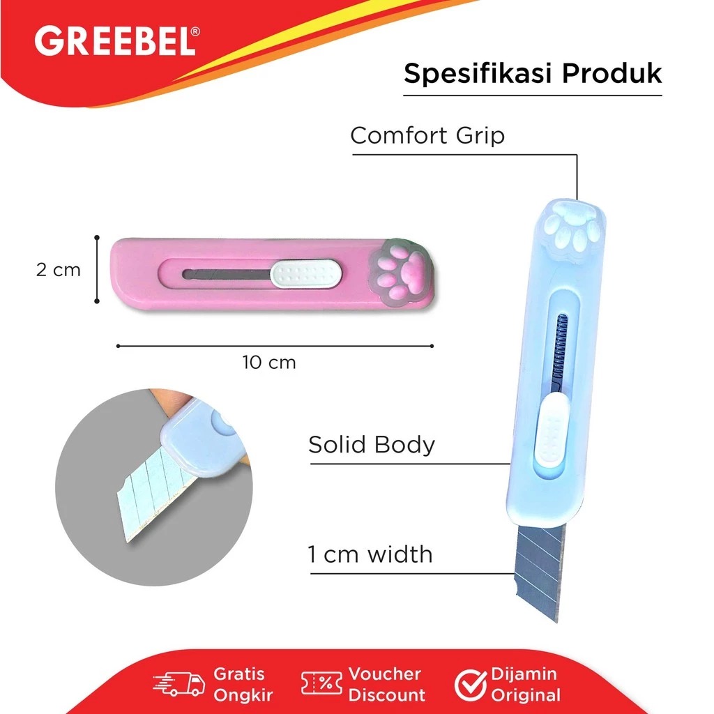 GREEBEL Cutter Mini Praktis - MC1004 (Cutter Karakter Lucu)