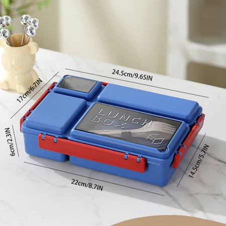 Lunch Box Bento 4 Sekat 1200ml + Free Sendok Garpu - NAVY (5555)