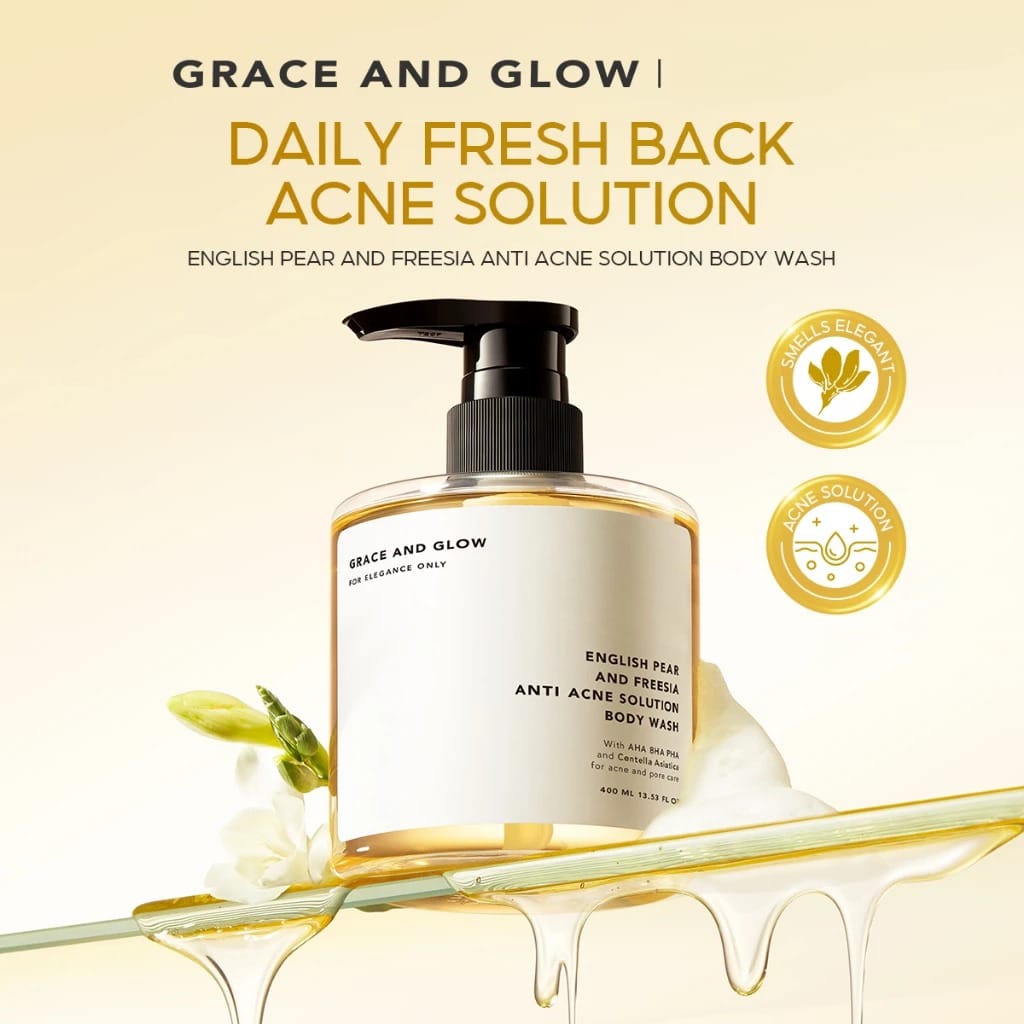 Grace and Glow English Pear and Freesia Anti Acne Solution Body Wash 400ml (Big Pump)