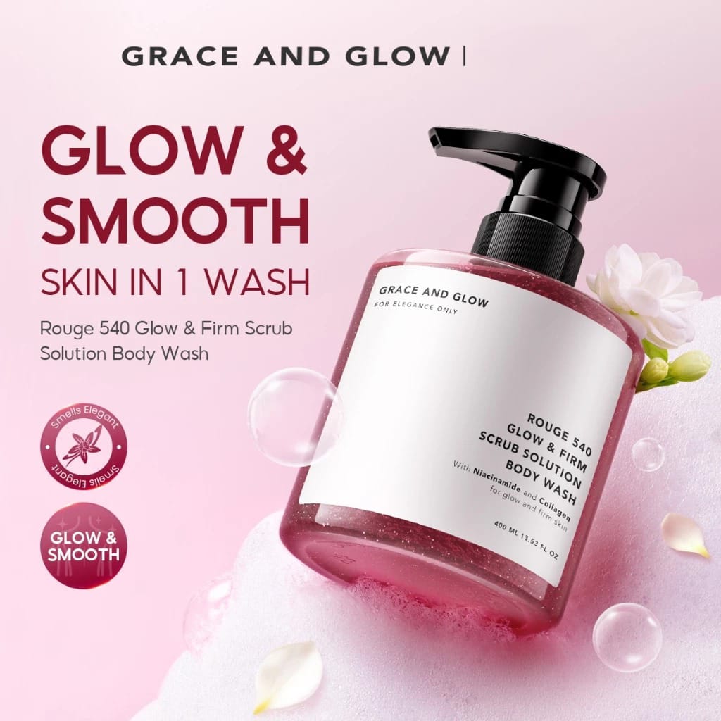 Grace and Glow Rouge 540 Glow & Firm Scrub Solution Body Wash 400ml (Big Pump)
