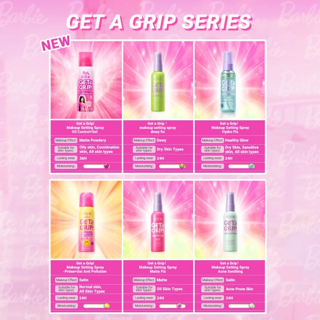 Dazzle Me X Barbie Get a Grip! Matte Setting Spray Oil Control + Set 50ml