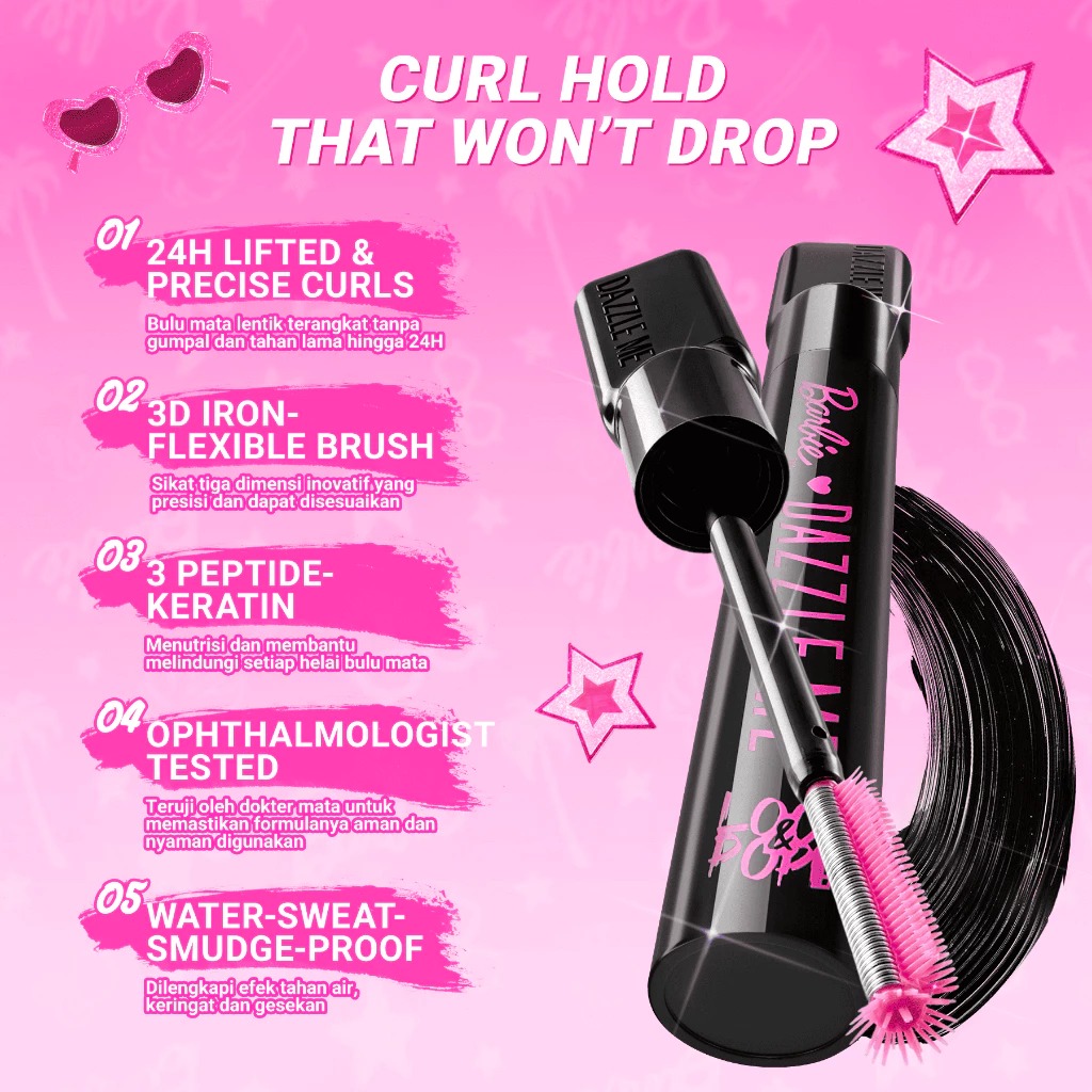 Dazzle Me X Barbie Lock&Pop! 3D Curl-ing Iron Mascara 5gr