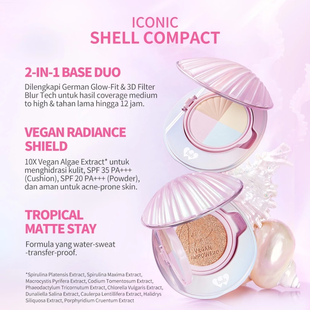 BNB Barenbliss Bloomvegan Better Me 2in1 - CC1 Cassia (Cushion SPF35 PA+++ 8gr & Powder SPF20 PA+++ 4gr)