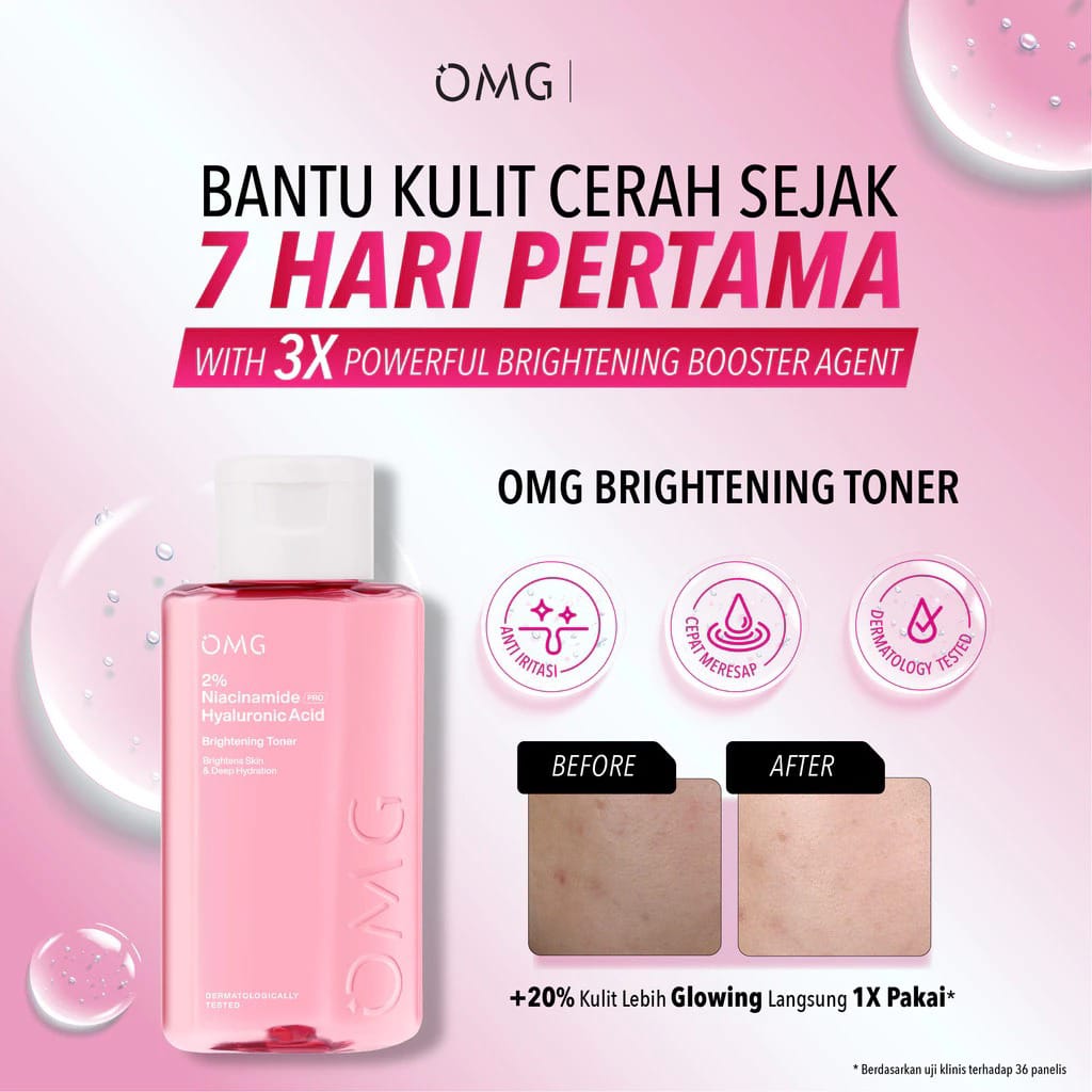 Oh My Glow 2% Niacinamide Hyaluronic Acid Brightening Toner 75ml (OMG)