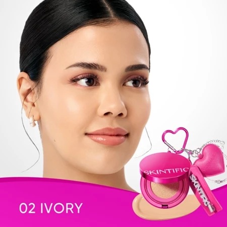 Skintific Cover Glow Perfect Pink Cushion 11gr  - 02 Ivory (with Special Edition Keychain)