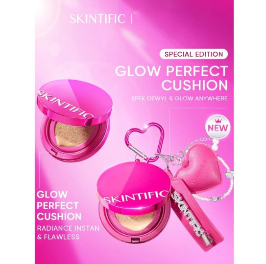 Skintific Cover Glow Perfect Pink Cushion 11gr  - 02 Ivory (with Special Edition Keychain)