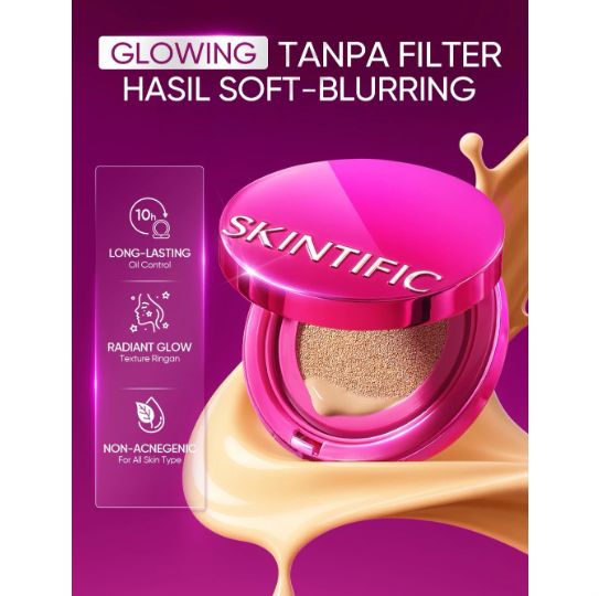Skintific Cover Glow Perfect Pink Cushion 11gr  - 04 Beige (with Special Edition Keychain)