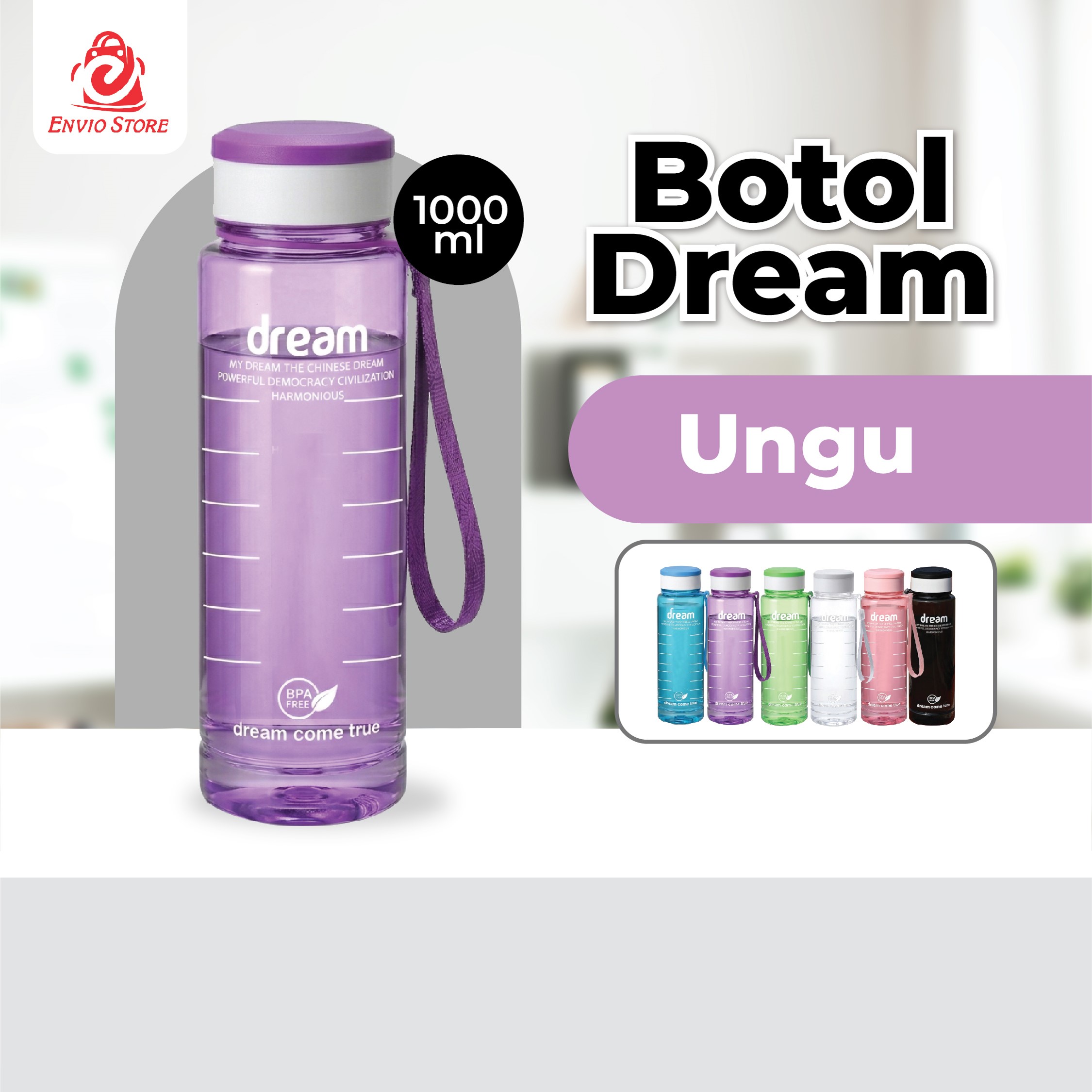 Botol Dream 1000ml - UNGU (Botol Minum Besar)