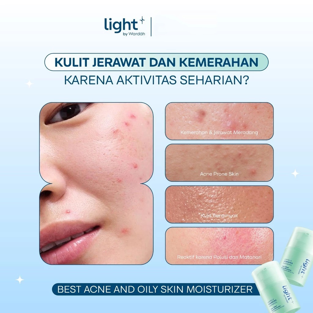 Wardah Light+ Serum Moisturizer 30gr - (Vitamin B12 Calm + Reset)