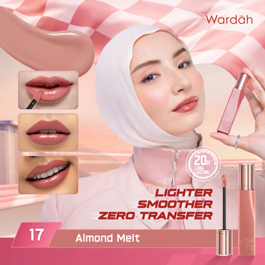Wardah Glasting Liquid Lip 3.5gr (Lip Cream Transferproof) - 17 Almond Melt