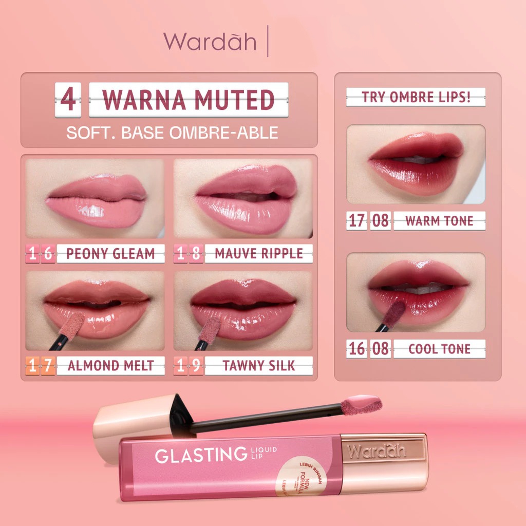 Wardah Glasting Liquid Lip 3.5gr (Lip Cream Transferproof) - 17 Almond Melt