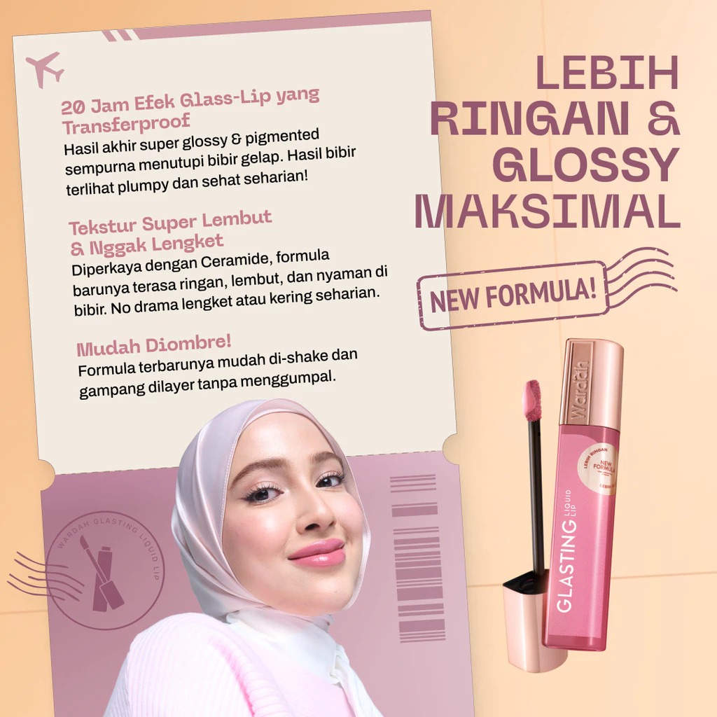 Wardah Glasting Liquid Lip 3.5gr (Lip Cream Transferproof) - 18 Mauve Ripple
